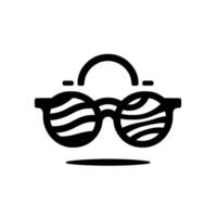Minimalist, whimsical face composed of eyeglasses with wavelike lenses, a curved upper detail, and a simple horizontal line. vector