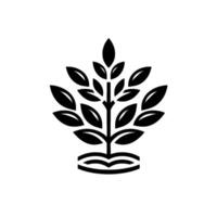 Stylized Black and White Emblem of a Plant with Rounded Leaves and Minimalist , Perfect for Branding. vector