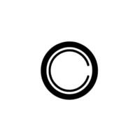 Minimalist Composition Black concentric rings forming a C shape against a clean white backdrop, creating a modern, abstract visual. vector