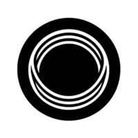 Minimalist monochrome abstract featuring concentric white rings inside a black circular frame, creating a sense of depth. vector