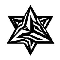 Bold Black and White Star with Geometric Interplay, Creating Depth and Modern Aesthetic against a Clear Background. vector