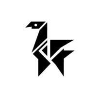 Minimalist Geometric Black Bird Silhouette on White Modern with Angular Forms and Simplified Features. vector
