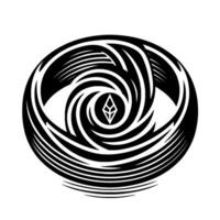 Swirling Black and White Crypto Symbol with an Ethereum Diamond at the Center, Modern . vector