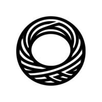 Black and white minimalist geometric circular , a woven pattern or nestlike spiral, centered on a textured white background. vector