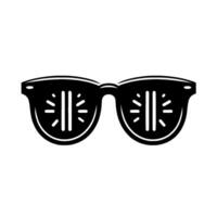 Bold, black and white illustration of sunglasses with stylized, linear designs on a white background. vector