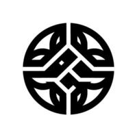 Intricate Black and White CelticInspired Circular with Interwoven Geometric Shapes and Lines, Minimalist Style. vector