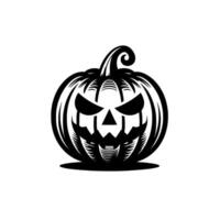 Spooky Black and White JackoLantern , A Halloween with Carved Grinning Face on Isolated White Background. vector