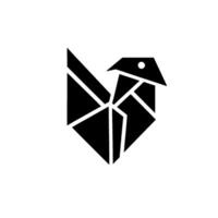 Abstract Black Geometric Bird on White Background with Drop Shadow, Minimalist and Modern Style vector