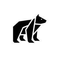 Geometric Black Bear Silhouette on White, Angular , Minimalist Aesthetic, Abstract Wildlife Representation, Simple and Bold, Symbolic. vector