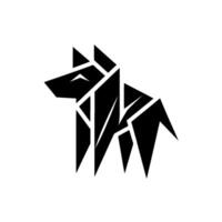 Geometric Black Dog A modern, minimalist featuring a stylized canine crafted from sharp triangular and angular shapes on a clean white backdrop. vector
