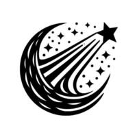 Black and White Comet Trail with Star, , Abstract Celestial Concept. vector