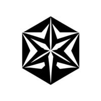 Geometric Black and White A Star Within a Hexagon, Highlighting Contrast and Symmetry. vector