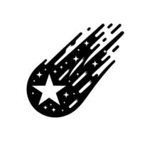 Bold black and white starfilled comet streaks across the white background, dynamic visual effect. vector