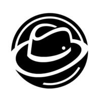 Minimalist Black White Fedora Hat Within a Circular , Evoking Modern Elegance and Classic Style, Emphasizing Silhouette. vector