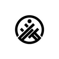 Minimalist Black and White Geometric Featuring Abstract Humanoid Figure within a Circle, Symbolic Representation. vector