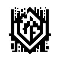 Abstract geometric emblem featuring a bold black and white digital , composed of angular shapes and gradients. vector