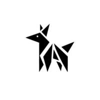 Abstract geometric black dog with broken segments and sharp angles on white background. vector