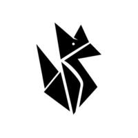 Geometric Black Fox Modern, Minimalist on White, Featuring Sharp Angles and Abstract Composition. vector