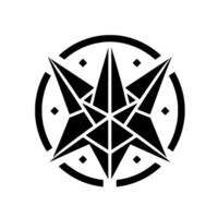 Geometric Black Starburst within a Circle, Abstract Illustration on White Background, Symmetrical Composition. vector