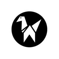 Minimalist Black and White Origami Bird in a Textured Circle, Representing Simple Elegance and Modern . vector