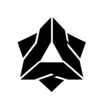 A modern black and white geometric featuring a starlike structure with sharp angles and a central triangle shape, isolated on a white background. vector