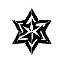 Geometric Black and White Star with D Effect, Sharp Edges, and a Clean, Minimalist Aesthetic on a White Background vector
