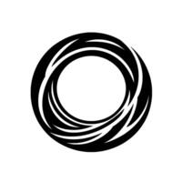 A Black and White Abstract Circular with Layered, Curved Elements, Suggesting Movement and Depth, on a White Background. vector