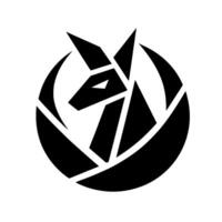 Geometric Anubis Emblem a bold, black and white featuring a stylized canine figure within a circular, broken frame. vector