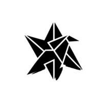 Black Origami StarBird Hybrid on White Background A Geometric Blend of Celestial and Avian Forms with Depth and Shadow. vector