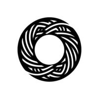 Black and white, intricate circular with a central white opening. Geometric pattern, stark contrast, and a focus on organic lines. vector
