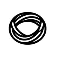 Abstract black interwoven elliptical with multiple curved lines, appearing circular against a white textured backdrop. vector