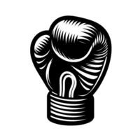 Striking Black and White Illustration of a Boxing Glove with Detailed Linear Shading, Bold Form. vector
