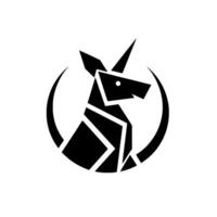 Geometric Black and White Unicorn in Circle, Abstract, Minimalist, Modern , . vector