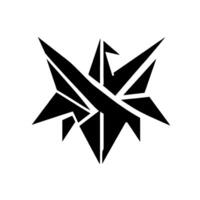 Abstract geometric starburst pattern composed of grayscale triangle shapes on a white background, with depth and shadow detail. vector