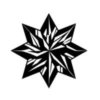 Geometric EightPointed Star with Layered and Textured Black and White Elements on a White Background. vector
