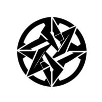 Abstract Black Starburst within a Circle on White Geometric, Angular, and Symmetrical . vector