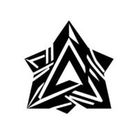 Abstract D Geometric Star in Black, White, and Grayscale with Overlapping Triangles, Illuminated with a Soft Shadow vector