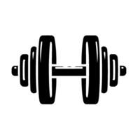 Bold Monochrome Dumbbell Silhouette, Centered on a White Background, Representing Fitness and Strength Training vector