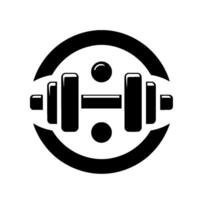 Abstract Black and White Dumbbell Encased Within a Circular Frame with Minimalist Dot Details vector