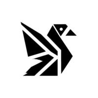 Geometric Black Bird Silhouette Minimalist Abstract on White Background, Featuring Triangular Shapes and a Modern Aesthetic. vector