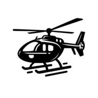 Vectorized Black Helicopter on a White Background Static Illustration of an Aircraft, Side View, Minimalist . vector