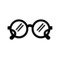 Minimalist of Black RoundFrame Glasses with Reflections on a White Backdrop, Representing Vision, Study, and Knowledge. vector