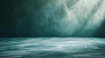 A blurry image of a body of water with a foggy mist in the background photo