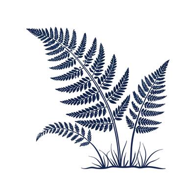 Charming Ocean Blue Fern Design