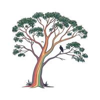 Elegant Eucalyptus Deglupta on Clean White Surface vector