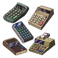calculator set. sketch hand drawn. vector