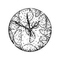 hour clock sketch hand drawn item vector