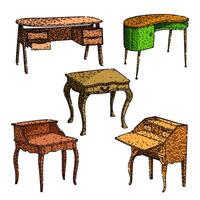 desk set sketch drawn item vector