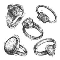 diamond set sketch item drawn vector