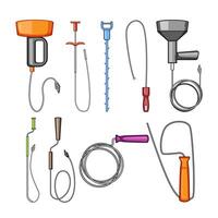 drain snake set cartoon item vector
